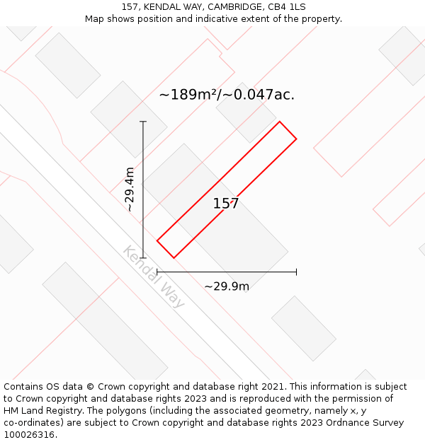 157, KENDAL WAY, CAMBRIDGE, CB4 1LS: Plot and title map