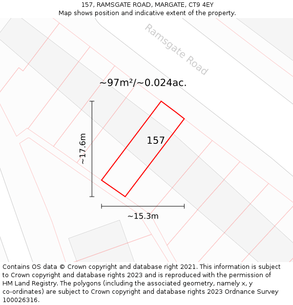157, RAMSGATE ROAD, MARGATE, CT9 4EY: Plot and title map