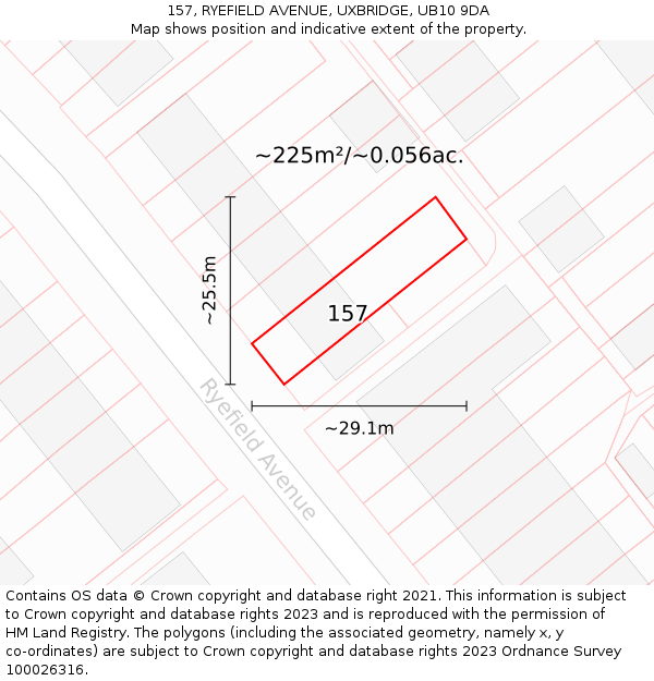 157, RYEFIELD AVENUE, UXBRIDGE, UB10 9DA: Plot and title map