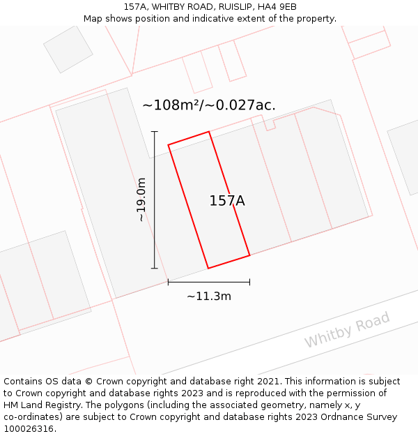 157A, WHITBY ROAD, RUISLIP, HA4 9EB: Plot and title map