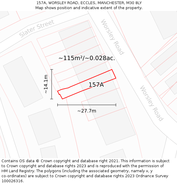 157A, WORSLEY ROAD, ECCLES, MANCHESTER, M30 8LY: Plot and title map