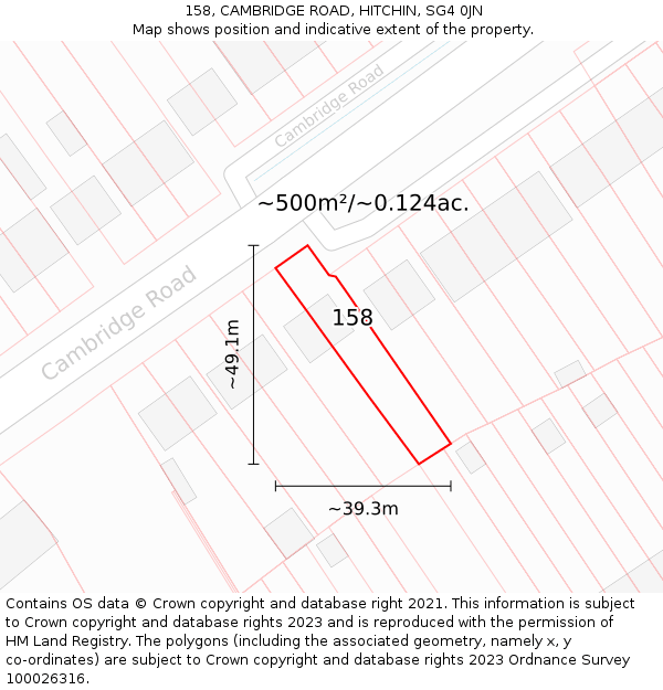 158, CAMBRIDGE ROAD, HITCHIN, SG4 0JN: Plot and title map