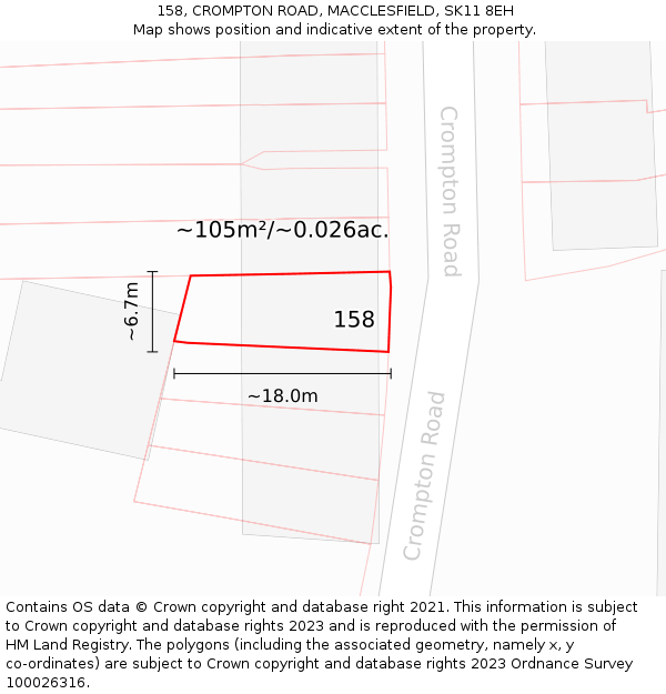 158, CROMPTON ROAD, MACCLESFIELD, SK11 8EH: Plot and title map