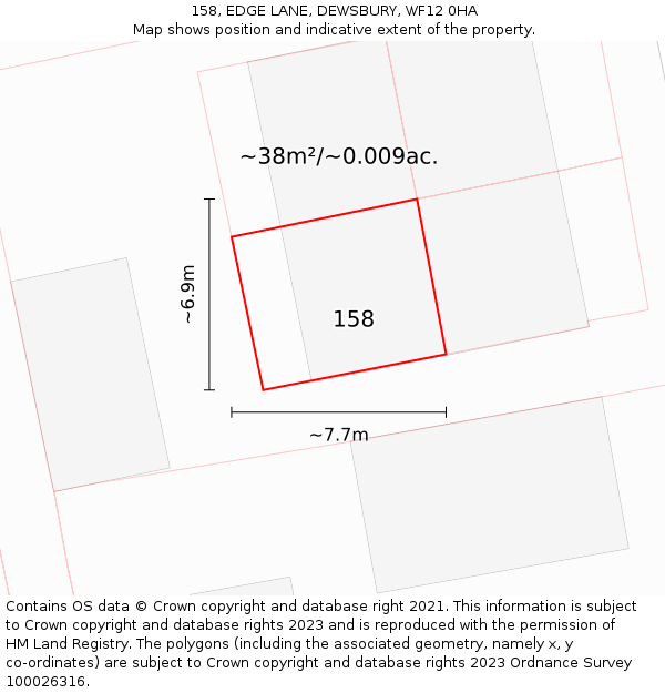 158, EDGE LANE, DEWSBURY, WF12 0HA: Plot and title map