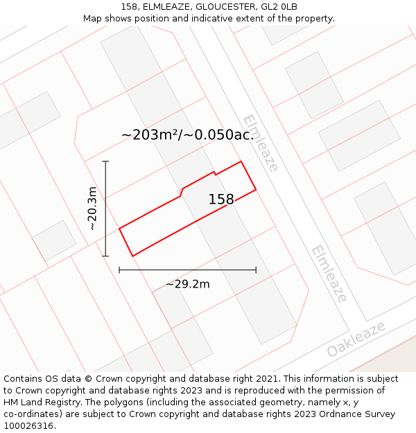 158, ELMLEAZE, GLOUCESTER, GL2 0LB: Plot and title map
