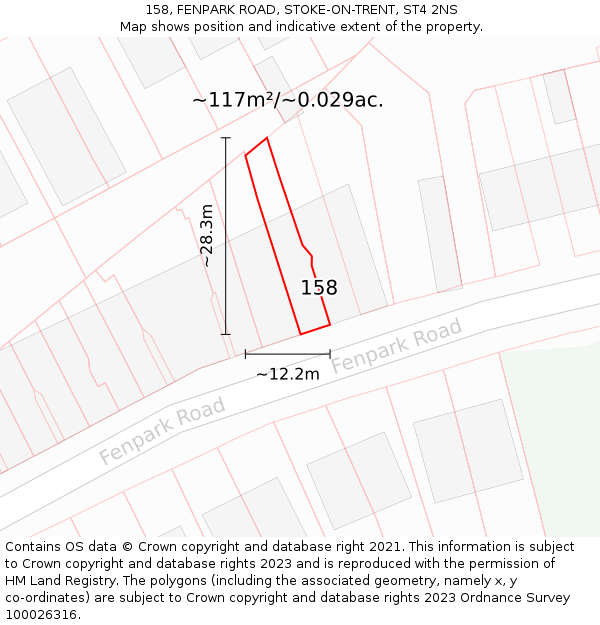158, FENPARK ROAD, STOKE-ON-TRENT, ST4 2NS: Plot and title map