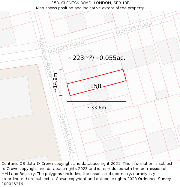 158, GLENESK ROAD, LONDON, SE9 1RE: Plot and title map
