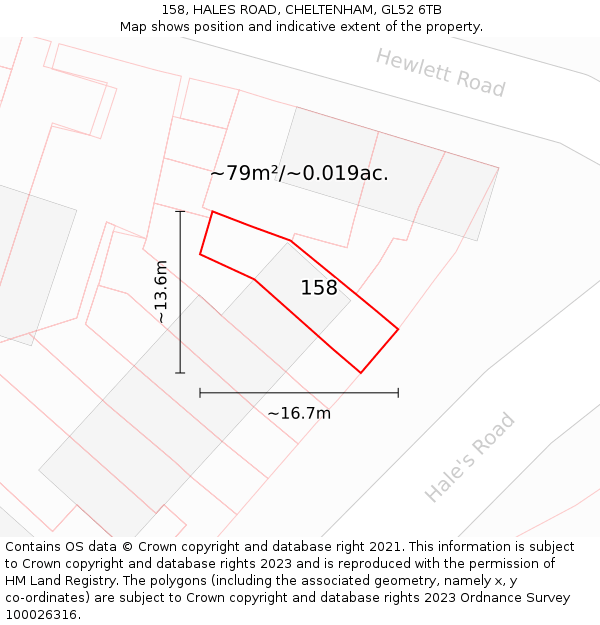 158, HALES ROAD, CHELTENHAM, GL52 6TB: Plot and title map