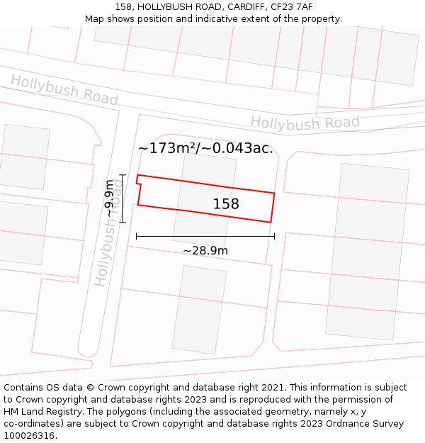158, HOLLYBUSH ROAD, CARDIFF, CF23 7AF: Plot and title map