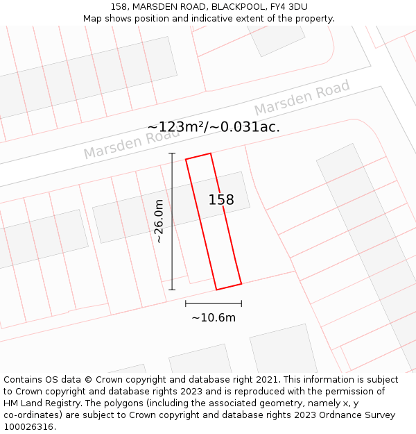 158, MARSDEN ROAD, BLACKPOOL, FY4 3DU: Plot and title map