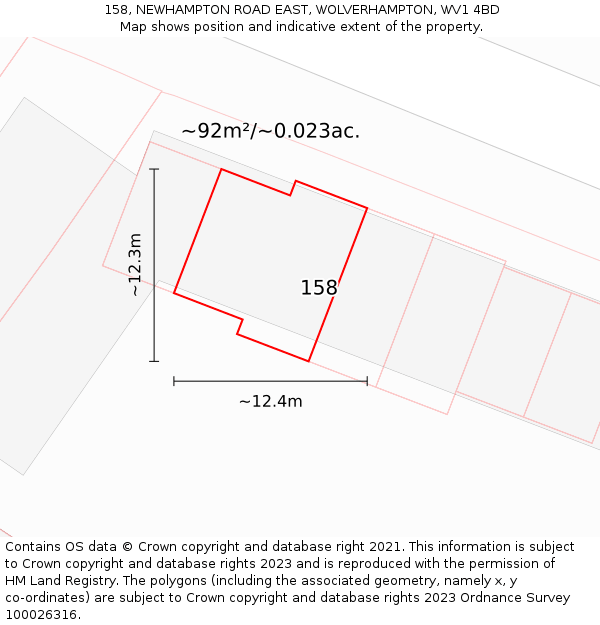 158, NEWHAMPTON ROAD EAST, WOLVERHAMPTON, WV1 4BD: Plot and title map