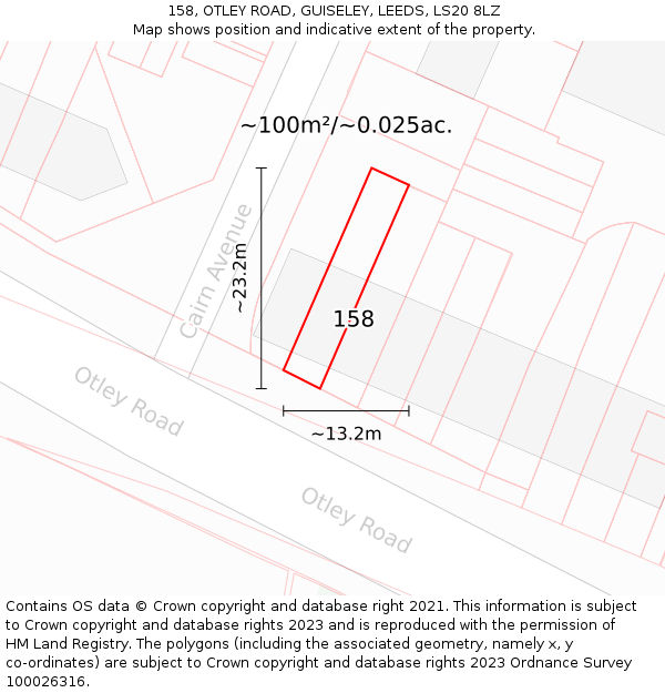 158, OTLEY ROAD, GUISELEY, LEEDS, LS20 8LZ: Plot and title map