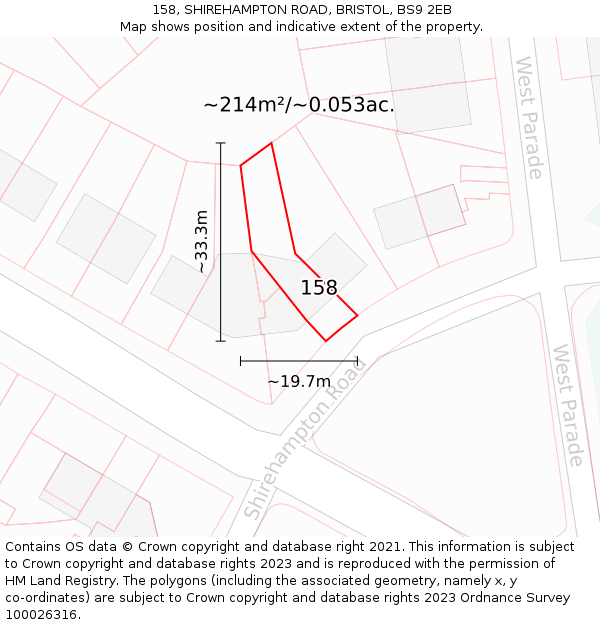 158, SHIREHAMPTON ROAD, BRISTOL, BS9 2EB: Plot and title map
