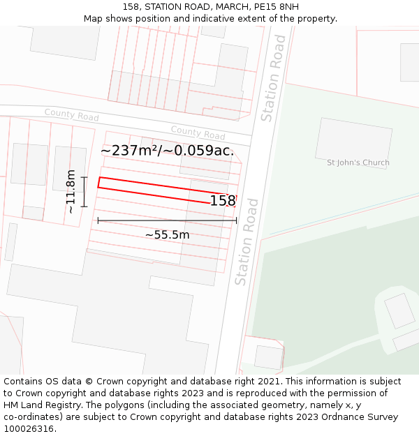 158, STATION ROAD, MARCH, PE15 8NH: Plot and title map