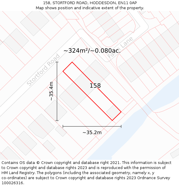 158, STORTFORD ROAD, HODDESDON, EN11 0AP: Plot and title map