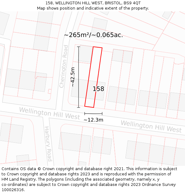 158, WELLINGTON HILL WEST, BRISTOL, BS9 4QT: Plot and title map