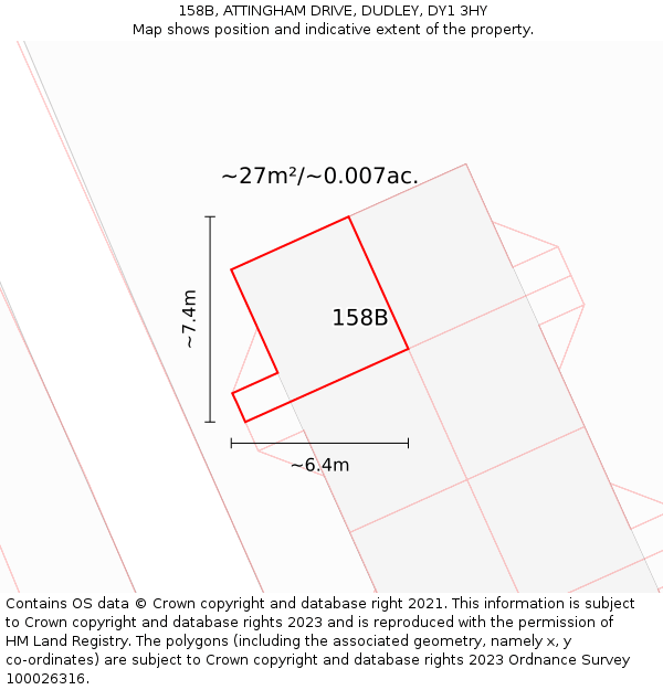 158B, ATTINGHAM DRIVE, DUDLEY, DY1 3HY: Plot and title map