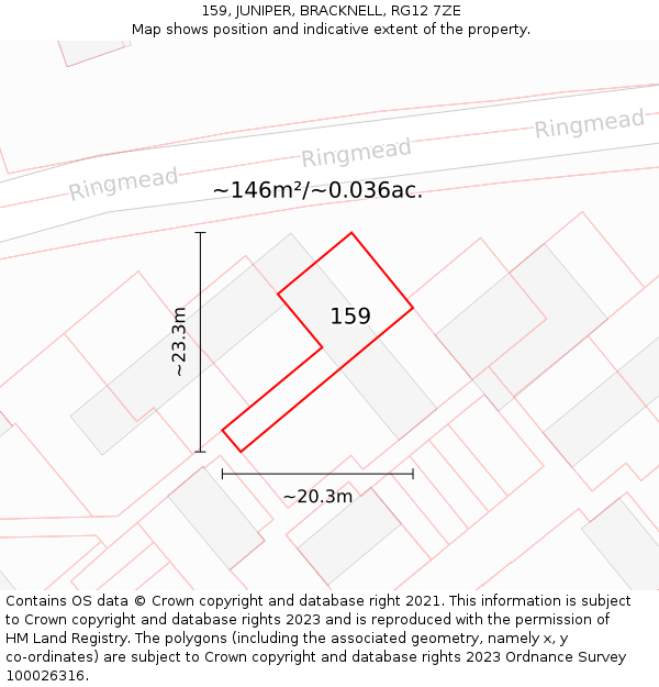 159, JUNIPER, BRACKNELL, RG12 7ZE: Plot and title map