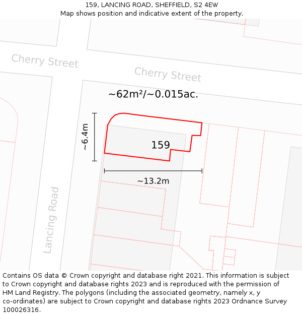 159, LANCING ROAD, SHEFFIELD, S2 4EW: Plot and title map