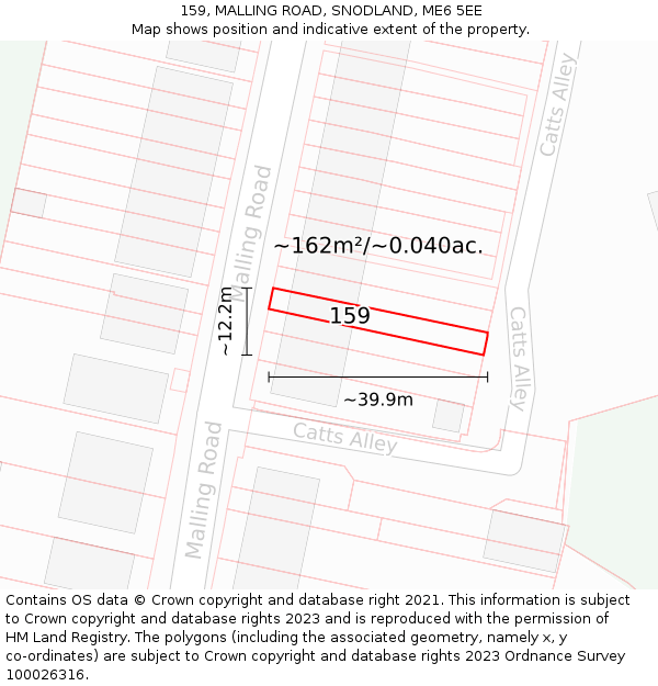 159, MALLING ROAD, SNODLAND, ME6 5EE: Plot and title map