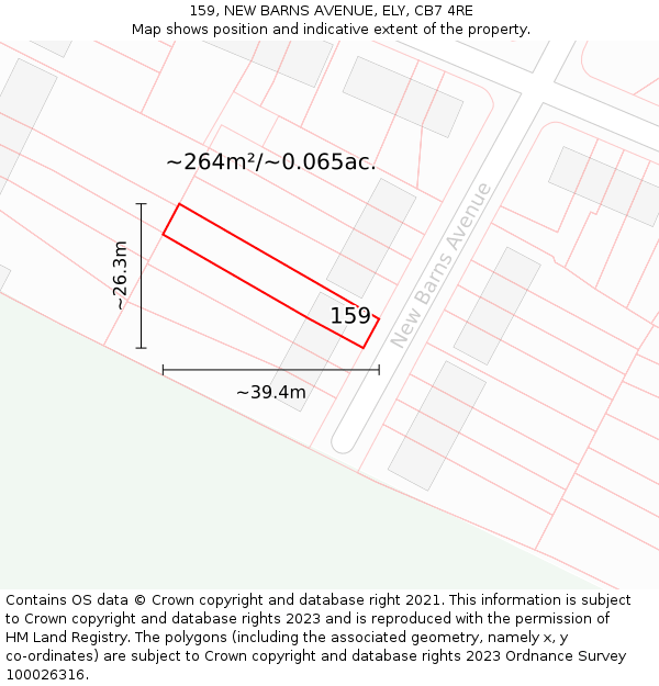 159, NEW BARNS AVENUE, ELY, CB7 4RE: Plot and title map