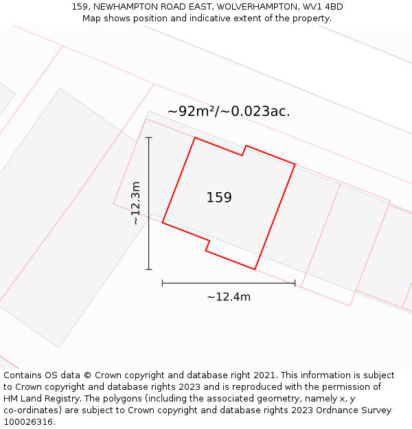 159, NEWHAMPTON ROAD EAST, WOLVERHAMPTON, WV1 4BD: Plot and title map