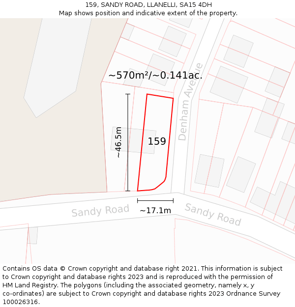 159, SANDY ROAD, LLANELLI, SA15 4DH: Plot and title map