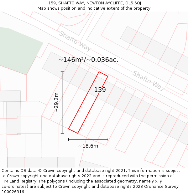 159, SHAFTO WAY, NEWTON AYCLIFFE, DL5 5QJ: Plot and title map