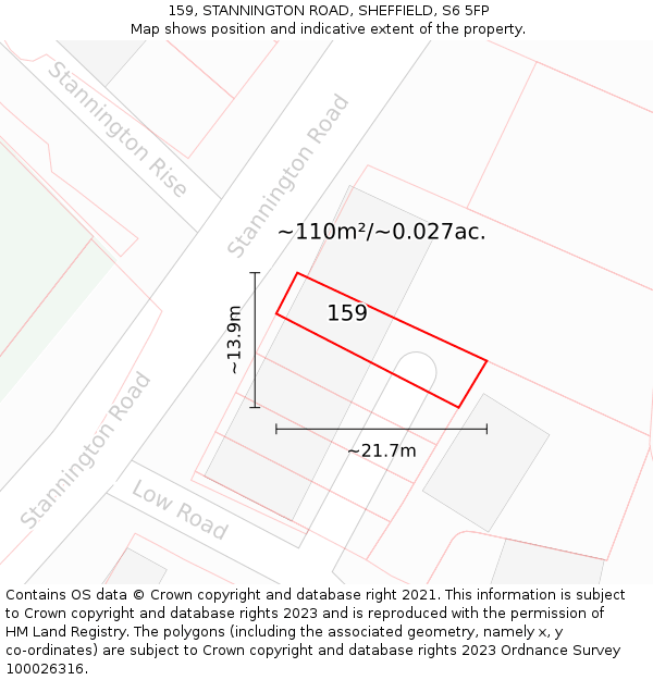 159, STANNINGTON ROAD, SHEFFIELD, S6 5FP: Plot and title map