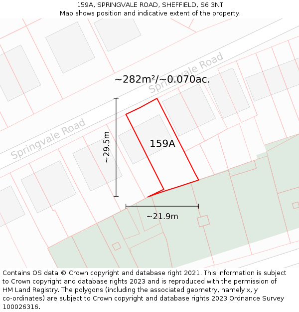 159A, SPRINGVALE ROAD, SHEFFIELD, S6 3NT: Plot and title map