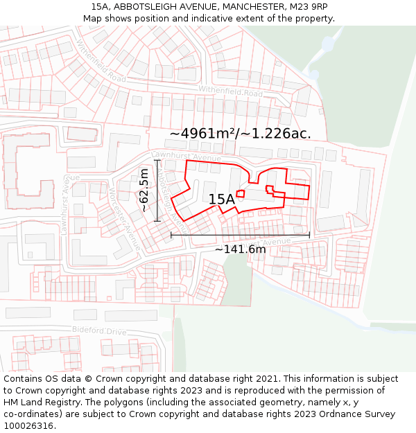 15A, ABBOTSLEIGH AVENUE, MANCHESTER, M23 9RP: Plot and title map