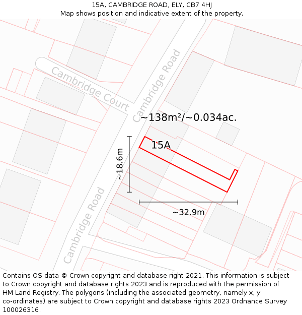 15A, CAMBRIDGE ROAD, ELY, CB7 4HJ: Plot and title map