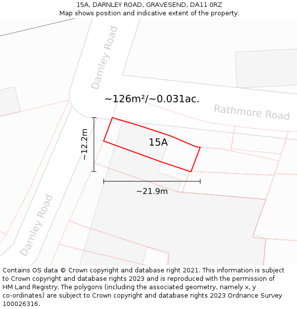15A, DARNLEY ROAD, GRAVESEND, DA11 0RZ: Plot and title map