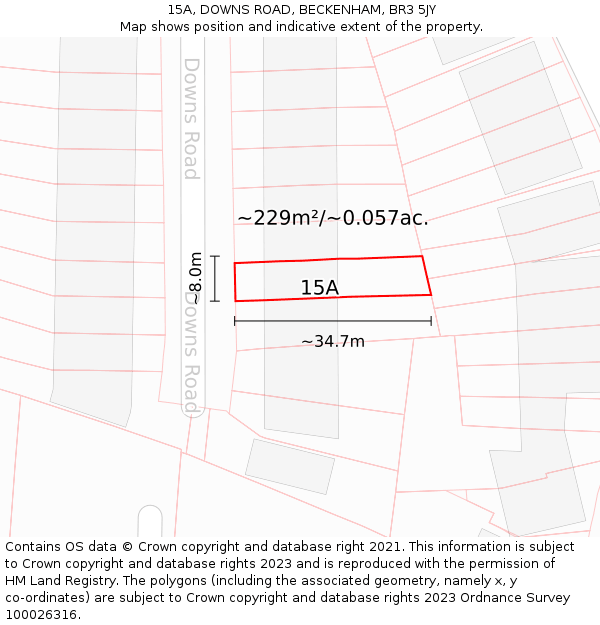 15A, DOWNS ROAD, BECKENHAM, BR3 5JY: Plot and title map