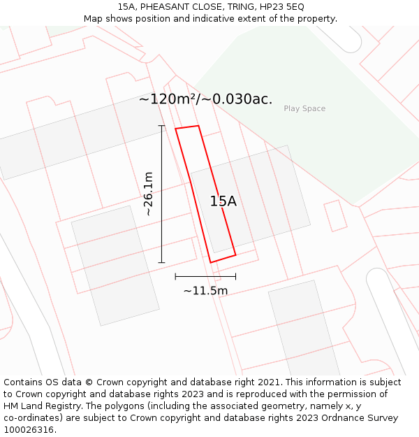 15A, PHEASANT CLOSE, TRING, HP23 5EQ: Plot and title map