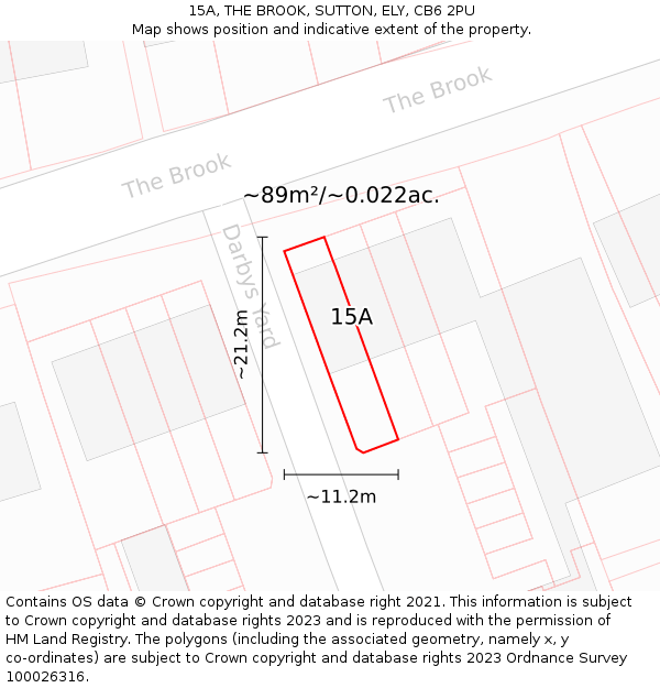 15A, THE BROOK, SUTTON, ELY, CB6 2PU: Plot and title map