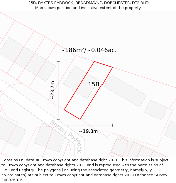 15B, BAKERS PADDOCK, BROADMAYNE, DORCHESTER, DT2 8HD: Plot and title map