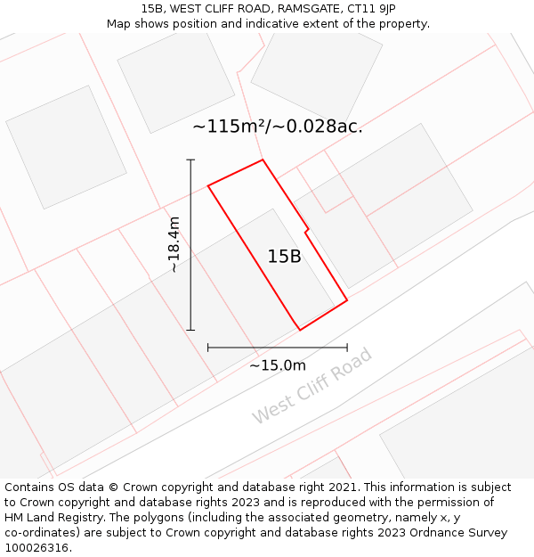 15B, WEST CLIFF ROAD, RAMSGATE, CT11 9JP: Plot and title map