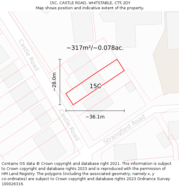 15C, CASTLE ROAD, WHITSTABLE, CT5 2DY: Plot and title map