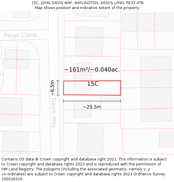 15C, JOHN DAVIS WAY, WATLINGTON, KING'S LYNN, PE33 0TB: Plot and title map