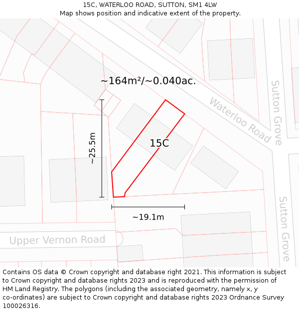 15C, WATERLOO ROAD, SUTTON, SM1 4LW: Plot and title map