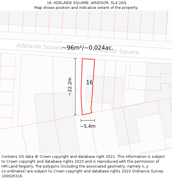 16, ADELAIDE SQUARE, WINDSOR, SL4 2AQ: Plot and title map