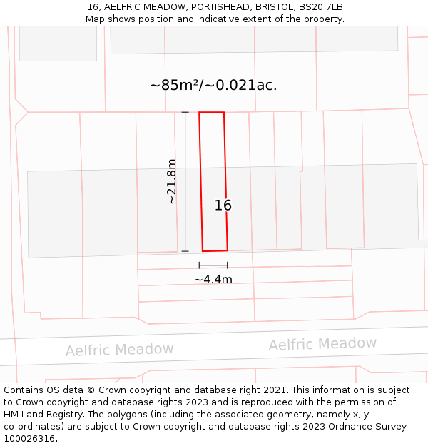 16, AELFRIC MEADOW, PORTISHEAD, BRISTOL, BS20 7LB: Plot and title map