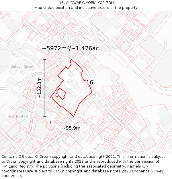 16, ALDWARK, YORK, YO1 7BU: Plot and title map