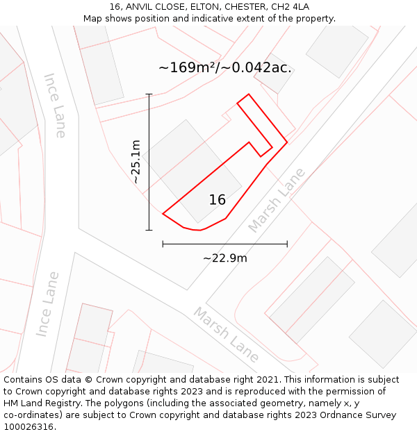 16, ANVIL CLOSE, ELTON, CHESTER, CH2 4LA: Plot and title map