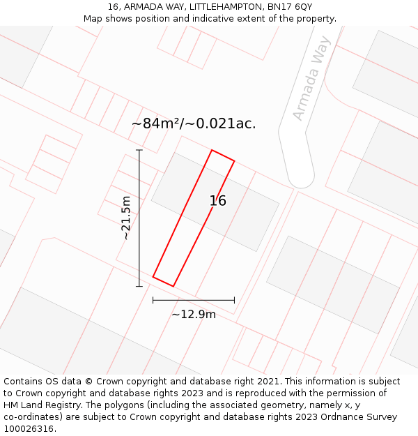 16, ARMADA WAY, LITTLEHAMPTON, BN17 6QY: Plot and title map