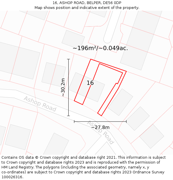 16, ASHOP ROAD, BELPER, DE56 0DP: Plot and title map