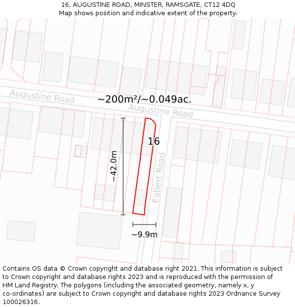 16, AUGUSTINE ROAD, MINSTER, RAMSGATE, CT12 4DQ: Plot and title map