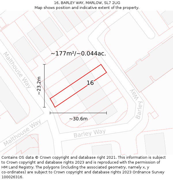 16, BARLEY WAY, MARLOW, SL7 2UG: Plot and title map