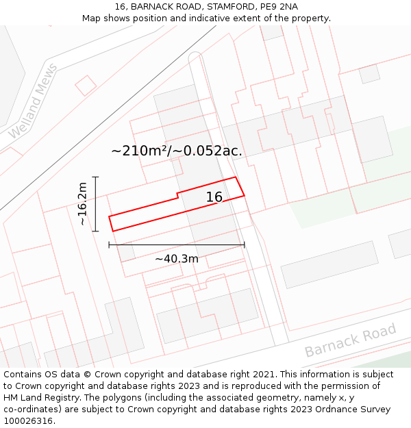 16, BARNACK ROAD, STAMFORD, PE9 2NA: Plot and title map